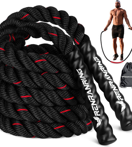 Weighted Jump Rope for Fitness - 9.8Ft Heavy Battle Ropes for Exercise, 3LB Workout Rope for Women & Men, Skipping Rope for Gym Training, Home Workout