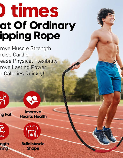 Load image into Gallery viewer, Weighted Jump Rope for Fitness - 9.8Ft Heavy Battle Ropes for Exercise, 3LB Workout Rope for Women &amp; Men, Skipping Rope for Gym Training, Home Workout
