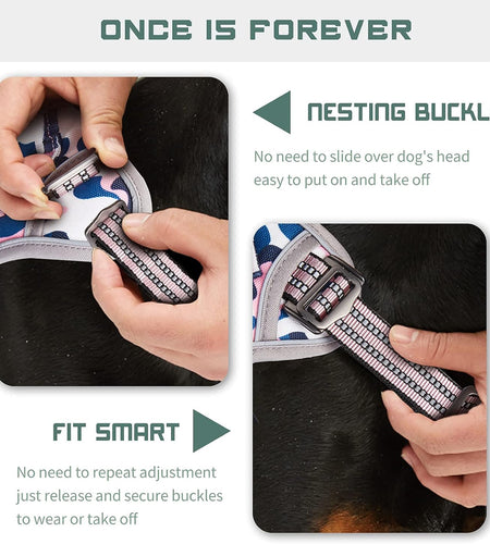 Tactical Dog Harness for Medium Dogs No Pull, Famous TIK Tok No Pull Dog Harness, Fit Smart Reflective Pet Walking Harness for Training, Adjustable Dog Vest Harness with Handle Pink Camo M