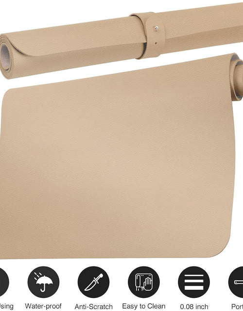Load image into Gallery viewer, Leather Desk Mat,Desk Pad,Desktop Mat,Waterproof Mat for Desktop, Keyboard and Mouse,Leather Mouse Pad Protector Office Home,30"X 14"(M-Beige)
