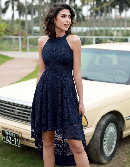 Load image into Gallery viewer, Women'S Halter Floral Lace Cocktail Party Dress Hi-Lo Bridesmaid Dress
