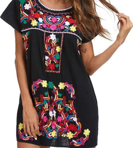 Women'S Casual Skirt Boho Mexican Peasant Dresse plus Size XXL Dress