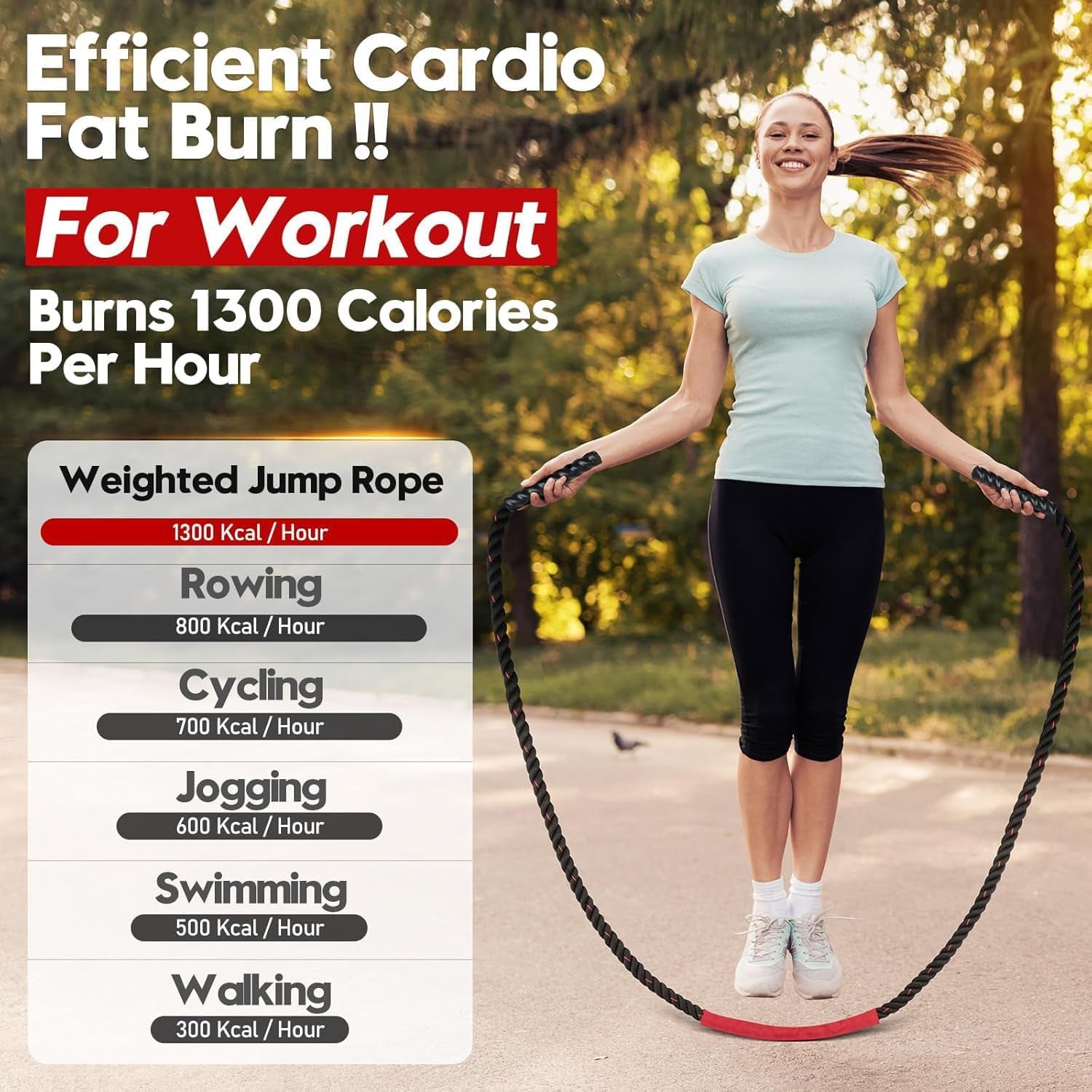 Weighted Jump Rope for Fitness - 9.8Ft Heavy Battle Ropes for Exercise, 3LB Workout Rope for Women & Men, Skipping Rope for Gym Training, Home Workout