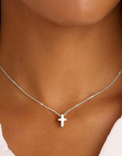 Load image into Gallery viewer, Cross Necklace for Women Girls, Dainty Gold Plated Cross Pendant Necklace Sideways Cross Choker Layered Cross Necklace for Women Girls

