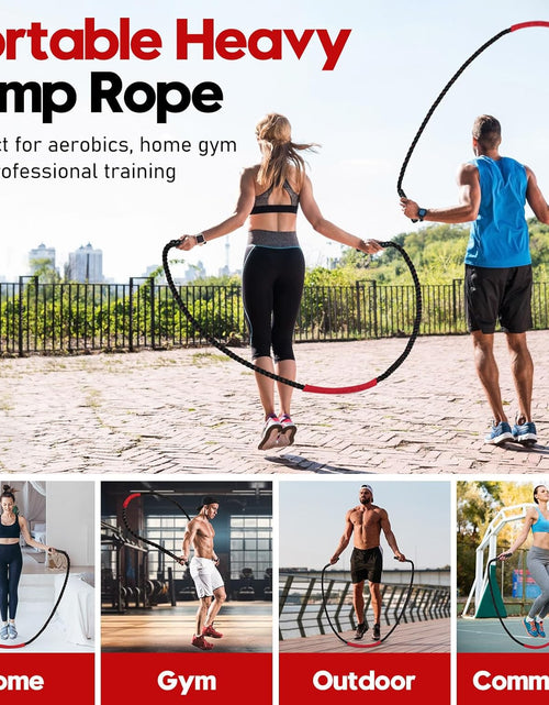 Load image into Gallery viewer, Weighted Jump Rope for Fitness - 9.8Ft Heavy Battle Ropes for Exercise, 3LB Workout Rope for Women &amp; Men, Skipping Rope for Gym Training, Home Workout
