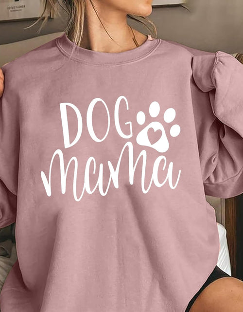 Load image into Gallery viewer, Dog Mom Sweatshirt Women Dog Mama Graphic Shirt Cute Paw Shirts Puppy Lover Pullover Casual Long Sleeve Tee Tops
