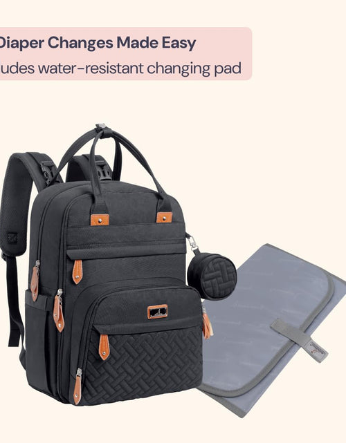 Load image into Gallery viewer, Diaper Bag Backpack - Tote - Multi Function Waterproof Diaper Bag, Travel Essentials Baby Bag with Changing Pad, Stroller Straps &amp; Pacifier Case - Unisex, Black
