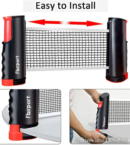 Ping Pong Paddle Set, Portable Table Tennis Set with Retractable Net,Rackets,Balls and Carry Bag for Indoor/Outdoor Games
