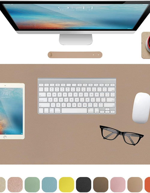 Load image into Gallery viewer, Leather Desk Mat,Desk Pad,Desktop Mat,Waterproof Mat for Desktop, Keyboard and Mouse,Leather Mouse Pad Protector Office Home,30"X 14"(M-Beige)
