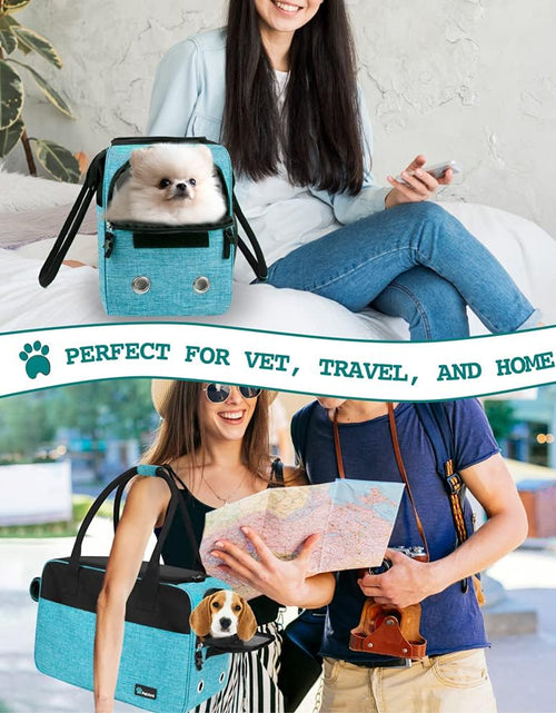 Load image into Gallery viewer, Airline Approved Dog Purse Carrier | Soft-Sided Pet Carrier for Small Dog, Cat, Puppy, Kitten | Portable Stylish Pet Travel Handbag | Ventilated Breathable Mesh, Sherpa Bed
