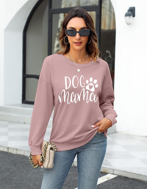 Load image into Gallery viewer, Dog Mom Sweatshirt Women Dog Mama Graphic Shirt Cute Paw Shirts Puppy Lover Pullover Casual Long Sleeve Tee Tops
