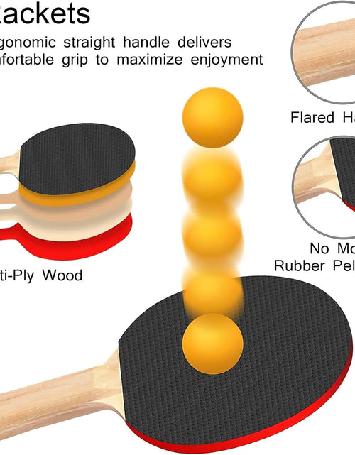 Load image into Gallery viewer, Ping Pong Paddle Set, Portable Table Tennis Set with Retractable Net,Rackets,Balls and Carry Bag for Indoor/Outdoor Games
