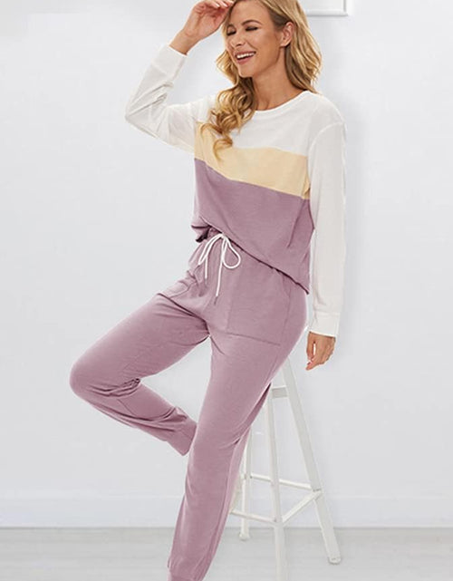 Load image into Gallery viewer, Two Piece Outfits for Women,Long Sleeve Crewneck Pullover Tops and Pants Sweatsuits Lounge Set with Pockets

