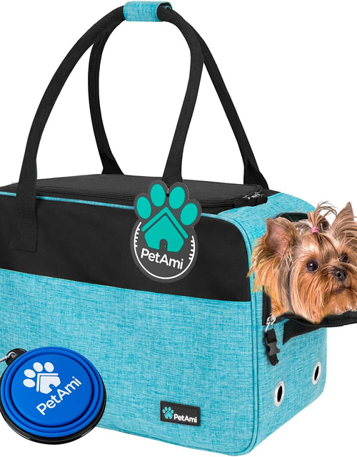 Load image into Gallery viewer, Airline Approved Dog Purse Carrier | Soft-Sided Pet Carrier for Small Dog, Cat, Puppy, Kitten | Portable Stylish Pet Travel Handbag | Ventilated Breathable Mesh, Sherpa Bed
