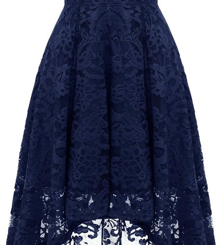 Women'S Halter Floral Lace Cocktail Party Dress Hi-Lo Bridesmaid Dress