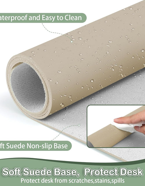 Load image into Gallery viewer, Leather Desk Mat,Desk Pad,Desktop Mat,Waterproof Mat for Desktop, Keyboard and Mouse,Leather Mouse Pad Protector Office Home,30"X 14"(M-Beige)
