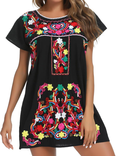 Load image into Gallery viewer, Women'S Casual Skirt Boho Mexican Peasant Dresse plus Size XXL Dress
