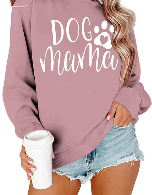 Load image into Gallery viewer, Dog Mom Sweatshirt Women Dog Mama Graphic Shirt Cute Paw Shirts Puppy Lover Pullover Casual Long Sleeve Tee Tops
