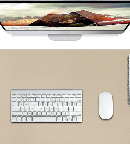 Leather Desk Mat,Desk Pad,Desktop Mat,Waterproof Mat for Desktop, Keyboard and Mouse,Leather Mouse Pad Protector Office Home,30"X 14"(M-Beige)