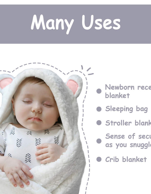 Load image into Gallery viewer, - Baby Swaddle Blanket, Cute Bear Organic Receiving Swaddling Wrap, Newborn Baby Girl Soft Plush Registry Gift (Pink 0-3)
