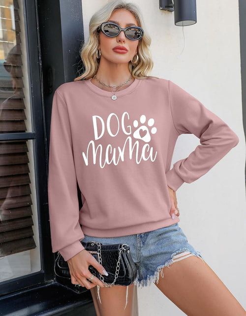 Load image into Gallery viewer, Dog Mom Sweatshirt Women Dog Mama Graphic Shirt Cute Paw Shirts Puppy Lover Pullover Casual Long Sleeve Tee Tops
