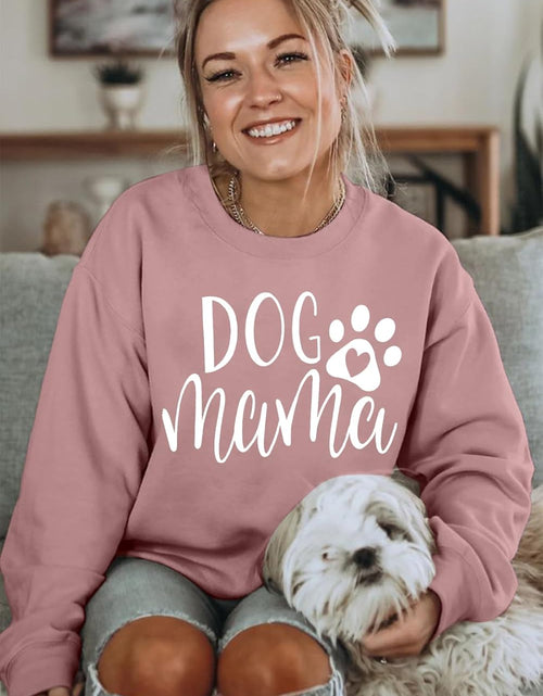 Load image into Gallery viewer, Dog Mom Sweatshirt Women Dog Mama Graphic Shirt Cute Paw Shirts Puppy Lover Pullover Casual Long Sleeve Tee Tops
