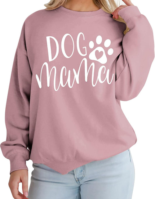 Load image into Gallery viewer, Dog Mom Sweatshirt Women Dog Mama Graphic Shirt Cute Paw Shirts Puppy Lover Pullover Casual Long Sleeve Tee Tops
