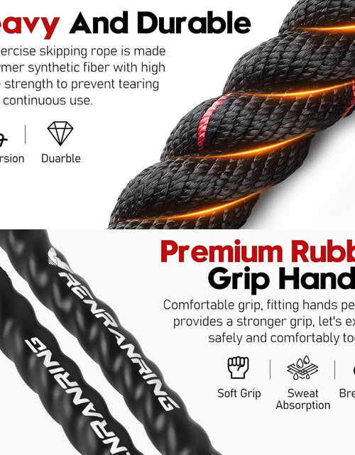 Load image into Gallery viewer, Weighted Jump Rope for Fitness - 9.8Ft Heavy Battle Ropes for Exercise, 3LB Workout Rope for Women &amp; Men, Skipping Rope for Gym Training, Home Workout
